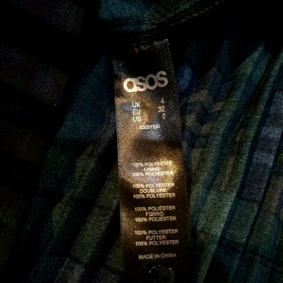 💜ASOS Skater Dress with Pleated Skirt Plaid Sz 0 - Picture 6 of 8